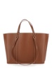 Brown Large Tote Bag With Logo Charm In Grainy Leather Woman