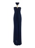 'Halterneck' Blue Long Dress With Neckline And Open Back In Viscose Jersey Woman