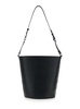 Black Bucket Bag With Love Birsa Diamond Cut Plaque On The Front And Straps In Leather Woman