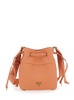 Orange Mini Bucket Bag With Metallic Love Birds Logo On The Front In Hammered Leather Woman