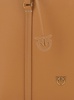 'Carrie' Brown Shopper With Double Set Of Handles And Logo Pendant In Hammered Leather Woman