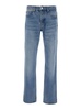 Blue Jeans With Belt Loops And Logo Patch On The Rear In Denim Man