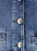 Blue Cropped Jacket with Patch Pockets on the Front in Cotton Blend Woman