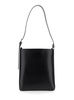 'Virginie' Black Bucket Bag With Shoulder Strap And Top Adjustable Handle In Leather Woman