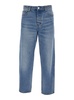 Blue Jeans With Tapered Leg And Logo Patch On The Rear In Denim Man