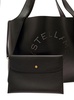Black Tote Bag With Perforated Logo In Faux Leather Woman