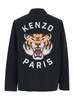 Black Overshirt With Tiger Embroidery In Tech Fabric Man
