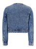 Blue Cropped Jacket with Patch Pockets on the Front in Cotton Blend Woman