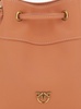 Orange Mini Bucket Bag With Metallic Love Birds Logo On The Front In Hammered Leather Woman