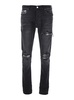 'Ma Quad Plais Mx1' Black Jeans With Ripped Details On The Front And Decorative Patches In Denim Man