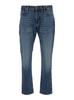 Blue Jeans With Belt Loops And Logo Patch On The Rear In Denim Man