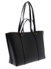 Black Large Tote Bag With Logo Charm In Grainy Leather Woman