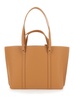 'Carrie' Brown Shopper With Double Set Of Handles And Logo Pendant In Hammered Leather Woman