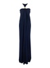 'Halterneck' Blue Long Dress With Neckline And Open Back In Viscose Jersey Woman