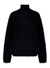 womens roll neck knitted wool sweater in black
