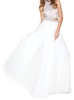 beaded halter tulle skirt gown in ivory