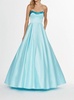 strapless satin ballgown in bahama breeze