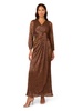 Adrianna Papell Women's Metallic Mesh Draped Gown