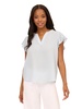Adrianna Papell womens Solid Short Ruffle Sleeve Popover Blouse