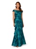 Adrianna Papell Women's Ruffle Jacquard Mermaid Gown