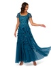 Adrianna Papell Women's Bead 3D Petal Long Dress