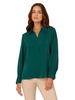 Adrianna Papell Women's Long Sleeve Open V-Neck Collar Silky Woven Blouse
