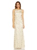 Adrianna Papell Women's Floral Embroidery Halter Gown