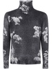 Avant Toi Cracked Effect High Neck Pullover With Destroyed Edges Clothing
