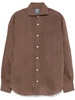 Barba Brown Shirt In Linen