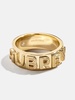 18K Gold Custom Etched Block Ring