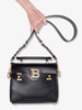 Black Leather Handbag with Gold Clasp