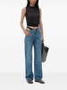 Distressed blue jeans