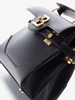 Black Leather Handbag with Gold Clasp