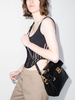 Black Leather Handbag with Gold Clasp