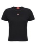 Black stretch cotton T-shirt with logo