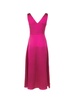 Long Fuchsia Dress With V-neck In Satin