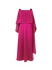 Long Fuchsia Dress With V-neck In Satin