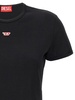 Black stretch cotton T-shirt with logo