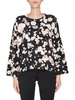 CREW NECK WOOL AND CASHMERE BLEND SWEATER WITH FLORAL PATTERN