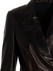 Double-breasted leather blazer jacket