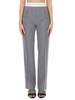 HIGH WAIST STRETCH PANTS WITH PLEATS AND LOGO
