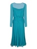 Teal Blue Silk Midi Dress
