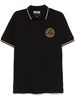 Black cotton polo shirt with embroidered logo