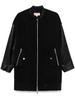 Short Mixed-Media coat with pockets