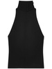 Black sleeveless turtleneck blouse by Courrèges