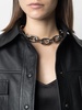 Silver-colored necklace with brass chain-link