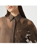Silk semi-sheer long sleeves shirt in brown