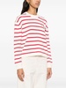 Rita white cotton sweater with red stripes and inserts