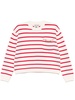 Rita white cotton sweater with red stripes and inserts