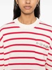 Rita white cotton sweater with red stripes and inserts